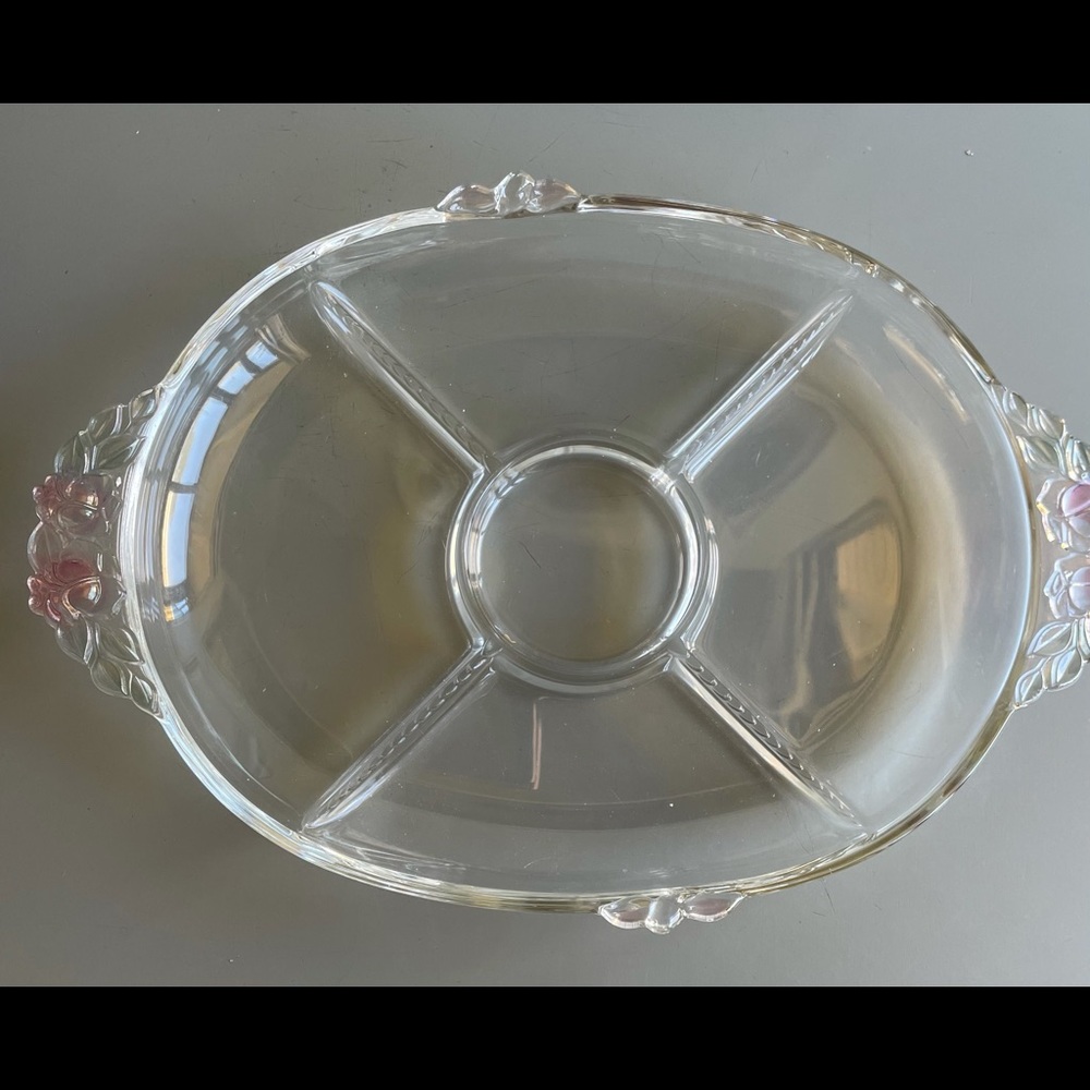 EUC Rose Glass Sectioned Serving Platter